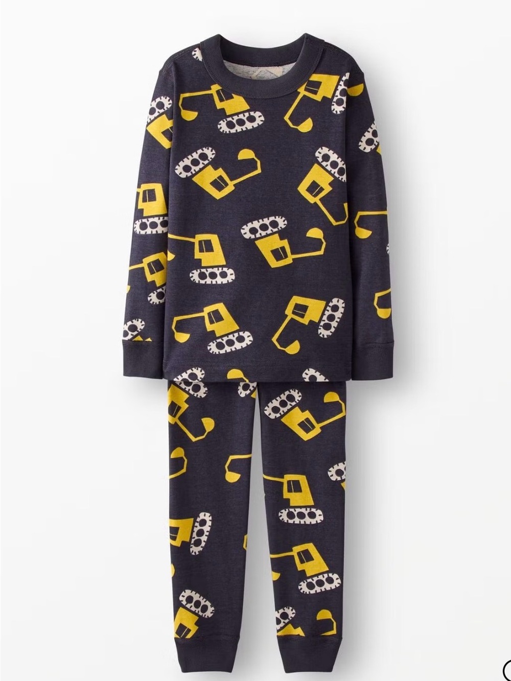 Hanna Andersson 90 3T Navy Yellow Construction Print Pajama Set